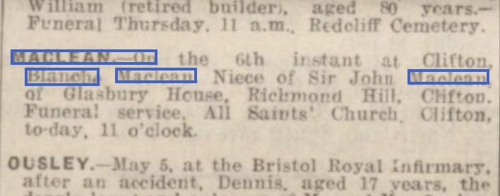 This image has an empty alt attribute; its file name is blanche-death-notice-9-may-1928.jpg